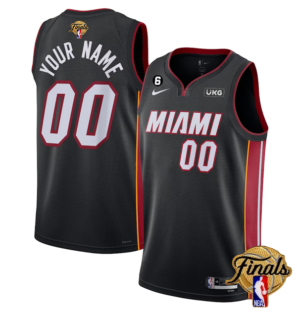 Men's Miami Heat Active Player Custom Black 2023 Finals Icon Edition With NO.6 Patch Stitched Basketball Jersey Men's Miami Heat Active Player Custom Black 2023 Finals Icon Edition With NO.6 Patch Stitched Basketball Jersey